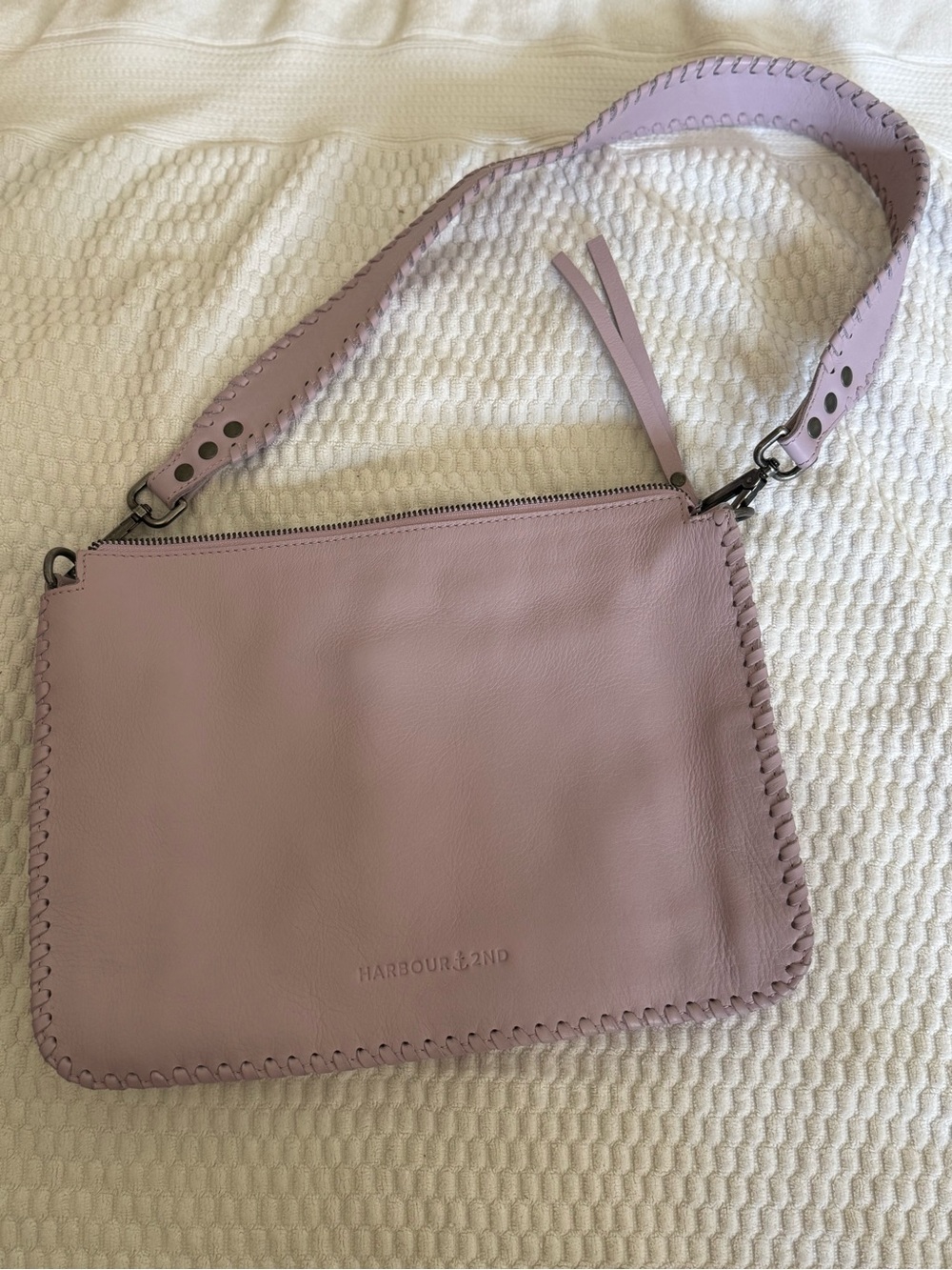 Harbour 2nd Lilac Lavender  Leather Crossbody Bag with Wide Strap